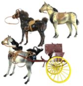 Three Sindy horses and trap