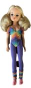 Star Dance Sindy (Pedigree, 1984) in purple leggings and multicoloured striped leotard and leg