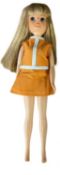 Second generation Sindy in 60s white and orange mini-dress, marked to rear of head 2 GEN 1077 -