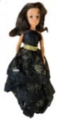 Royal Occasion Sindy (Pedigree, 1984) In black dress with golden detail and gold belt