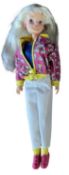 Sindy in Active Citywear (c1980s) In pink bomber jacket and white trousers, with yellow socks and