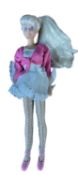Sindy in Ballerina (c1980s) In glittery netted tights with white tutu and pink cardigan with pink
