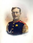 French School, 20th century, Soldier portrait, watercolour and gouache, indistinctly signed, dated