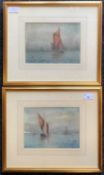 J.A. Conway (20th century), Pair of shipping scenes, watercolours, signed and dated 1929,15x21cm,