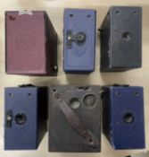 Six vintage Brownie cameras, mostly Ensign (6)