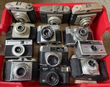 One box of various vintage cameras (12)