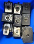 One box of various vintage box cameras