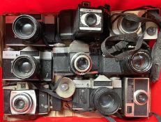 One box of various vintage cameras (9)
