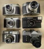 Six vintage cameras, to include: Gnome Vario; Adox Pronoto-LK; Kodak Retinette; Ilford Sportsman;