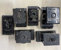 Six vintage cameras to include: Kodak Ball-Bearing Shutter (x2); Piccolette; Kodak Vest Pocket