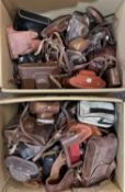 2 boxes of various vintage camera cases
