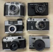 Six vintage cameras to include: Balda; Siluet-Elektro; Lomo 135BC; FED-2; Zorki-4K; Zorki 11 (6)