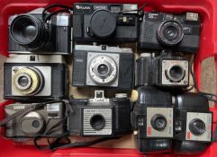 One box of various vintage cameras (10)