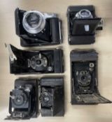 Seven vintage folding cameras to include: SOW Semi Leotax; Balda Baldix; Coronet TI; No 1 Pocket