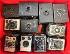 One box of various vintage box cameras