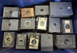 One box of various vintage box cameras