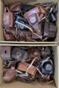 2 boxes of various vintage camera cases