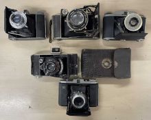 Five vintage cameras, to include: Pronto II; Konan Flicker; Voigtlander; Zeiss Ikon; GB Kershaw