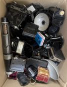 One box of various camera accessories and sundries