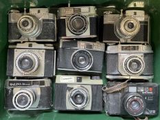 One box of various vintage cameras (9)
