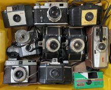 One box of various vintage cameras (10)