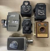 Six vintage box cameras to include: Voigtlander Brilliant; Ensign Ful-Vue; Crown 8; Bedfordflex;