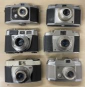 Six vintage cameras to include: Finetta; Agfa; Agfa; Kodak 500 LK; Adox Pronto; Finetta 88 (6)