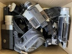One box of various vintage cine-cameras