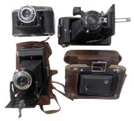 Four vintage folding cameras, to include: Soho Cadet; Kodak Brownie Six-20; Agfa; Zeiss Ikon