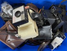 One box of various vintage cameras