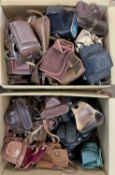 2 boxes of various vintage camera cases