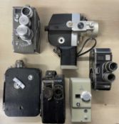 Six vintage 35mm film cameras to include: Nizo Helimatic 8; Fujica Single 8 Fader II; Paillard-