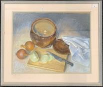 Margaret Bee (British, 20th/21st century), Still life with onions, pastel on paper, signed, 40x52cm,