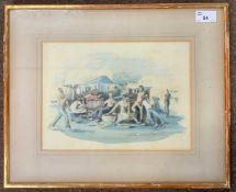 Hector Whistler (1905-1978), watercolour and ink, signed and dated 1949, 20x27.5cm, framed and