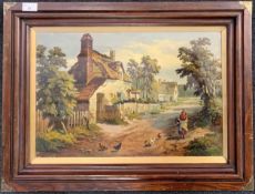 William P. Cartwright (1855-1915), inscribed on canvas verso 'Cottage scene near Millcote, Stratford