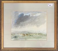 John Glashan (1927-1999), landscape watercolour, signed in pencil, 22x27.5cm, framed and glazed