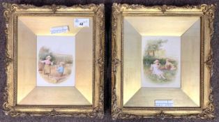 Robert Hollands Walker (fl.1882-1922), 'The Swing' and 'The Rehearsal', watercolours, initialed