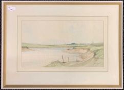 Jason Partner (British, b.1922), 'Morston from the Creek', watercolour, signed and dated '80,