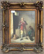 E. Perretton (British, 19th century), Interior scene with a a gentleman smoking a clay pipe, oil