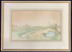 Jason Partner (British, b.1922), Norfolk Marshland near Somerton (Norfolk), watercolour, signed,