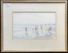 Jason Partner (1922-2005), Beach scene, watercolour signed, dated on backboard 1986, 23x38cm, framed