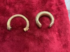 2 African Currency Cuff Bracelets Unique in the Ornate Designs