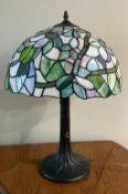 Tiffany Style Stained Glass Lamp with Bronze Base