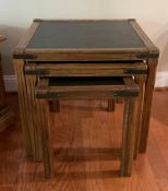 Set of 3 Ranch Oak Nesting Tables with Slate Top Inserts