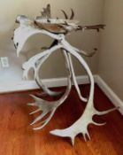 Artistic Accents Handmade Elk and Caribou Stand with Glass Bowl