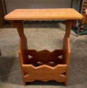 Handmade Oak Side Table with Magazine Rack