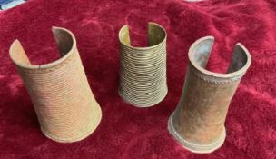 3 Very Long African Currency Cuff Bracelets