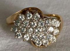 14K Yellow Gold and Diamond Cocktail Ring