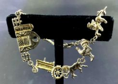 10K Yellow Gold Farm Charm Bracelet