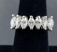 14K White Gold Marquise 7 Stone Diamond Ring